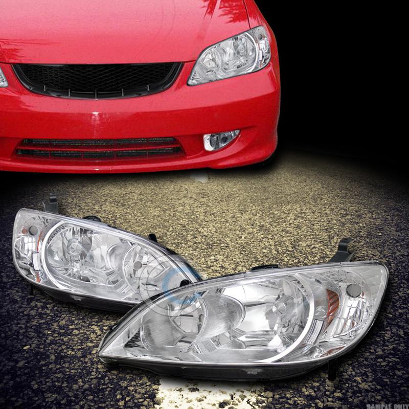 Jdm crystal chrome head lights lamp signal amber left+right dy 04-05 honda civic