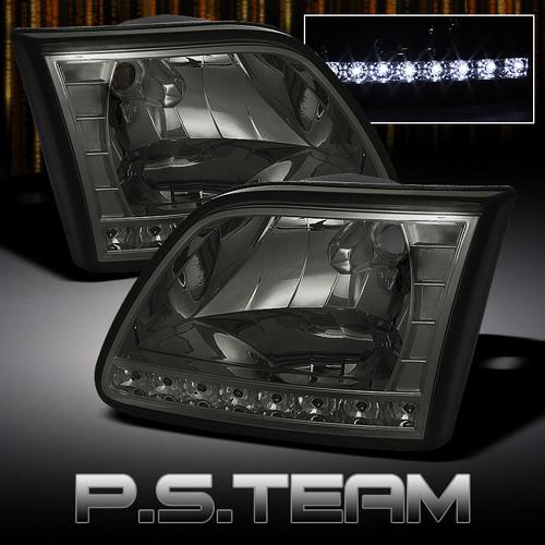 Smoked 97-03 ford f150 expedition crystal led headlights lights lamps left+right