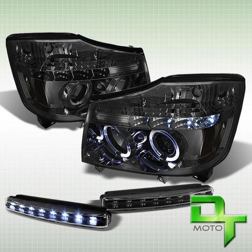 Led bumper fog + smoke 04-13 nissan titan 04-07 armada halo projector headlights