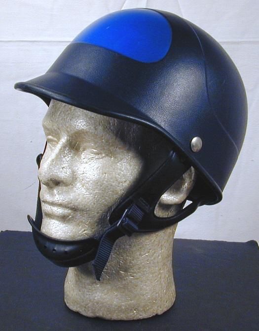 Nice vintage buco riot half motorcycle helmet, black & blue adjust. sz 6.5 to 8