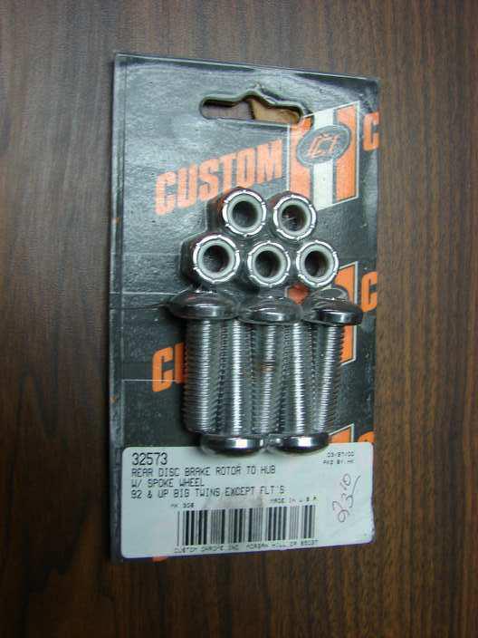 Custom chrome torx buttonhead disc rotor to spoke wheel bolt kit 92-97 big twin