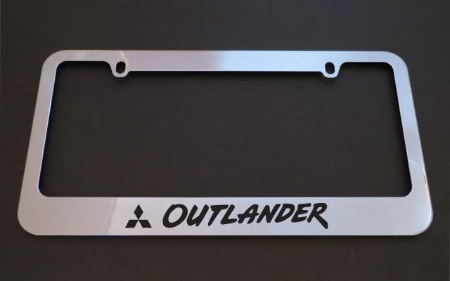 1 brand new mitsubishi outlander chrome metal license plate frames + screw cover