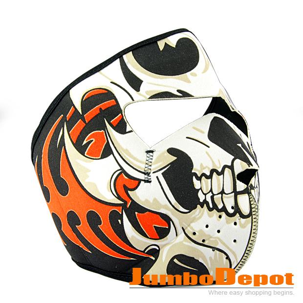 Cycling reversible windproof black tribal classic skull neoprene half face mask