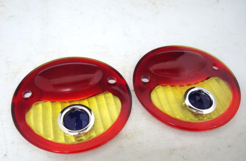 Ford model a car tail lamp lenses red amber w/ blue dot