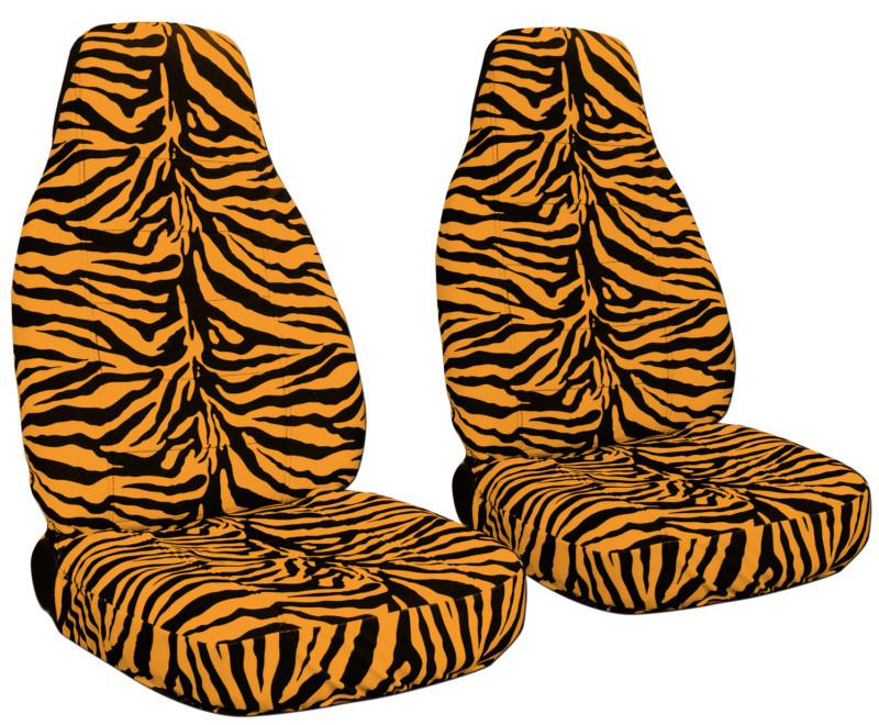 Orange zebra design car seat covers. front set jeep wrangler yj 87-95  