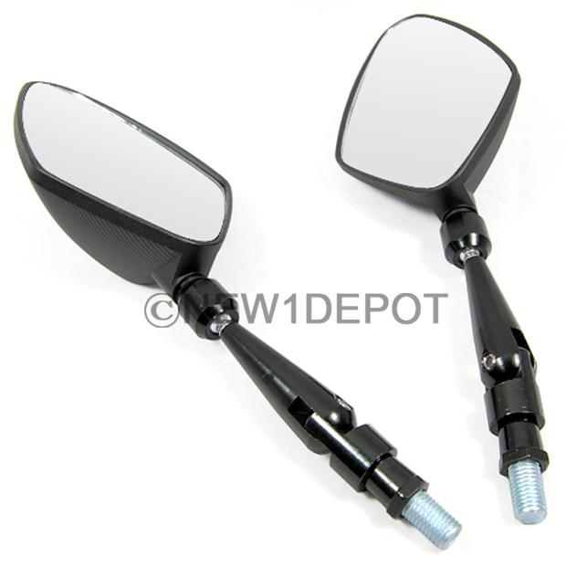 Hot 2 pcs black motorcycle rearview side mirrors universal fit 8mm 10mm thread