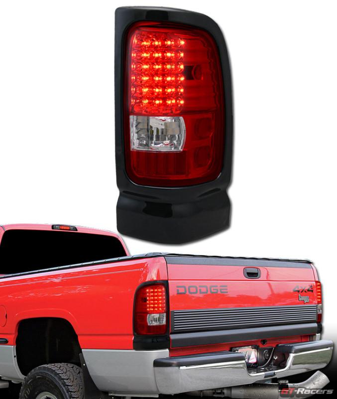 Red/clear euro led taillights rear brake lamp aw 1994-2001 2002 dodge ram pickup