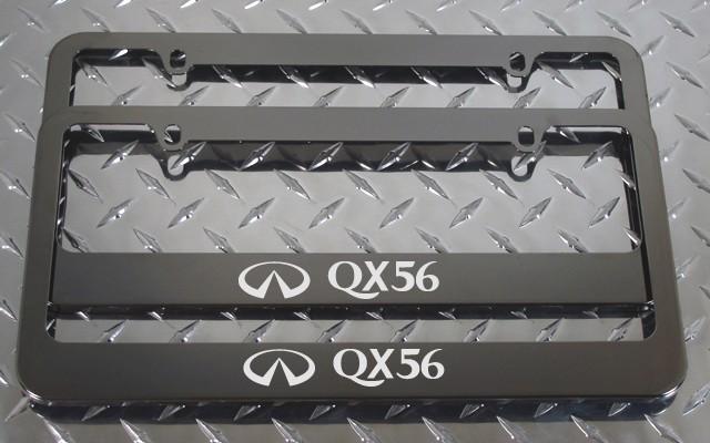 2 brand new infiniti qx56 gunmetal license plate frame + screw caps