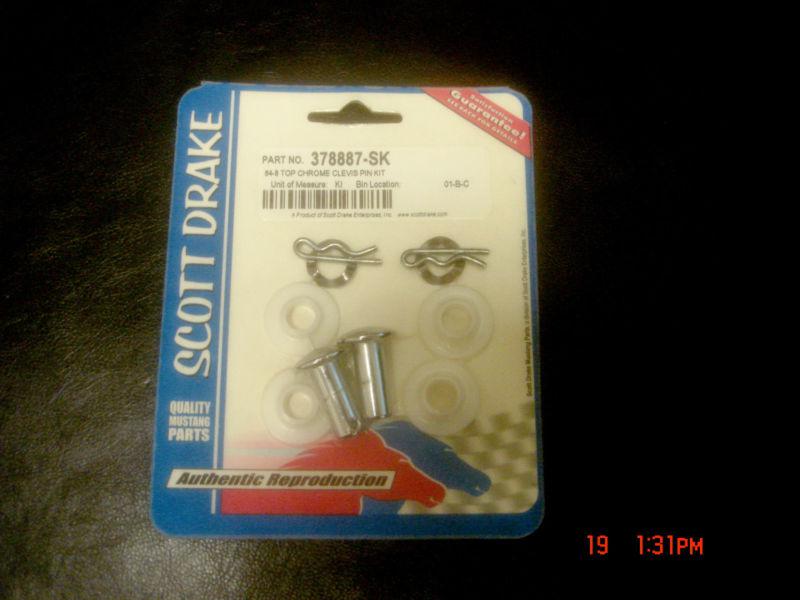 1964 - 1968 mustang convertible top clevis pin kit - chrome