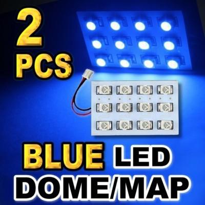 2x blue 12-smd led dome map interior lights with t10 festoon ba9s nissan