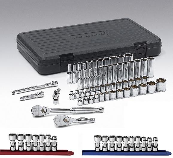 Gearwrench kd80550 57 piece 3/8 drive 6 point socket set w/ free swivel sockets!