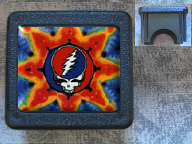 Hp grateful dead tie dye trailer hitch plug cover skull accessory