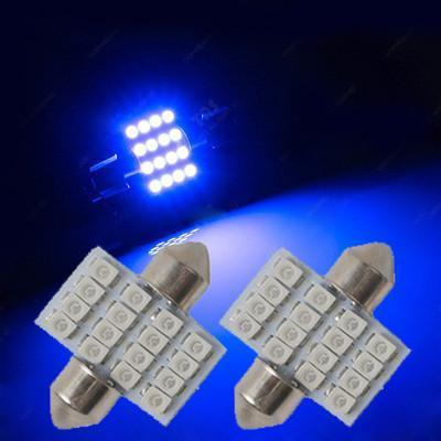 2pcs blue 1.25" 31mm 16smd festoon dome map car led interior light bulbs 3175