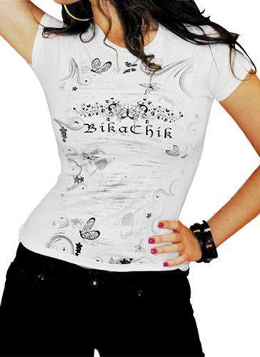 Bikachik womens butterfly crew neck t-shirt white m/medium