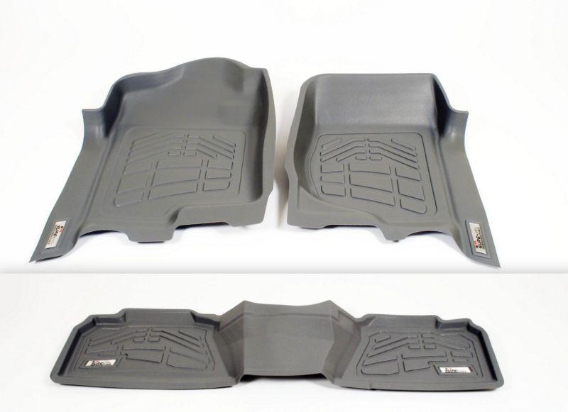 Ford super duty crew 1999 - 2010 gray floor liner front & 2nd seat mats (3pc)