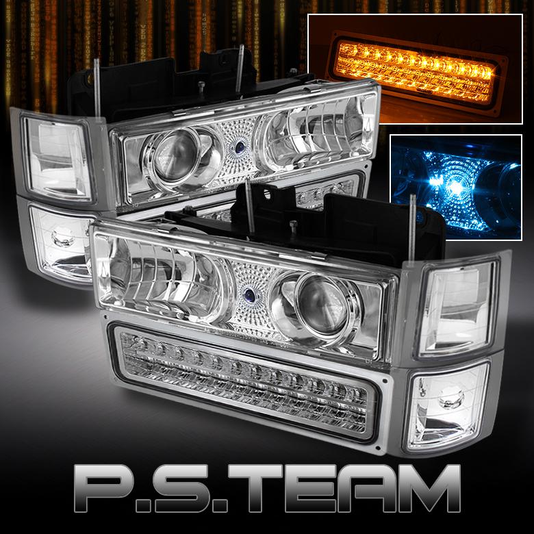 94-98 c10 full size tahoe suburban blazer projector headlights+corner+led bumper