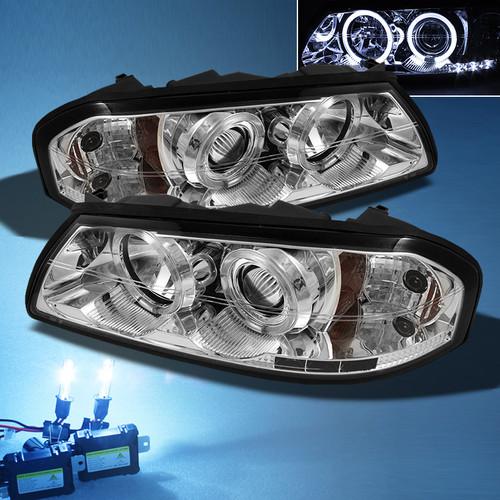 8000k slim xenon hid+ 00-05 chevy impala dual halo projector led headlights