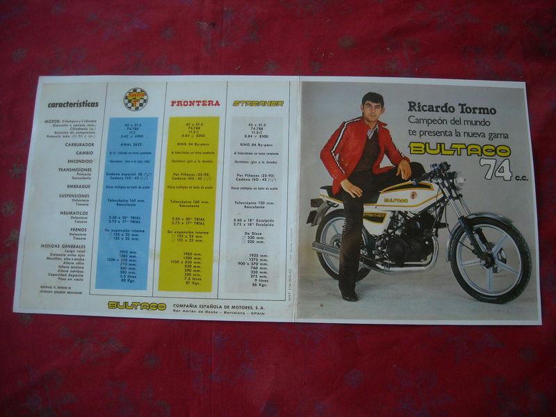 Bultaco streaker-frontera-sherpa t' 74 cc , photocopy factory sales brochure