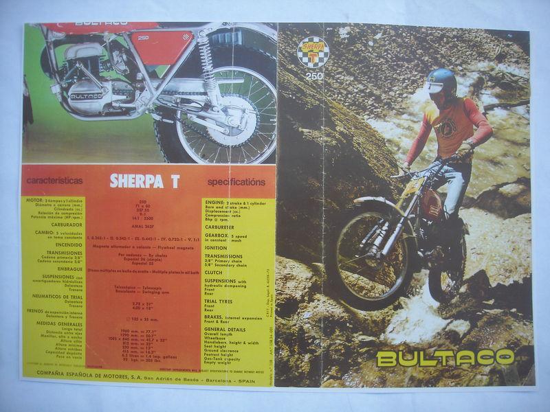 Bultaco sherpa t" 250, photocopy factory sales brochure, model 158m