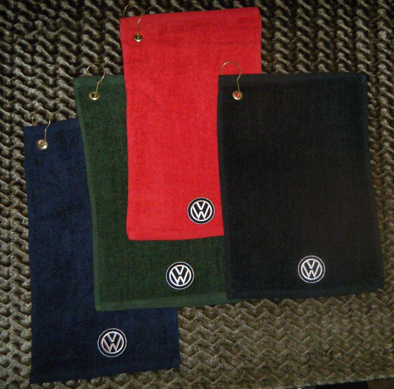 Volkswagen vw   cotton golf towel towels w/ hook & grommet attach to bag !  pga