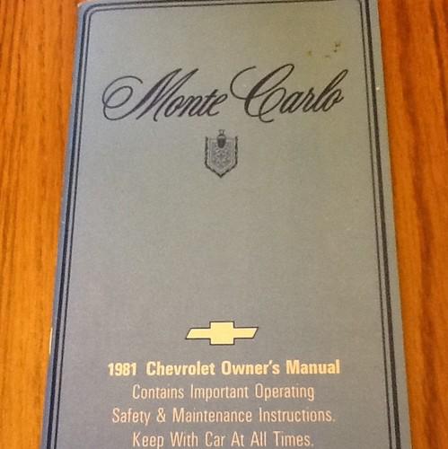 Monte carlo 1981 chevrolet owners manual