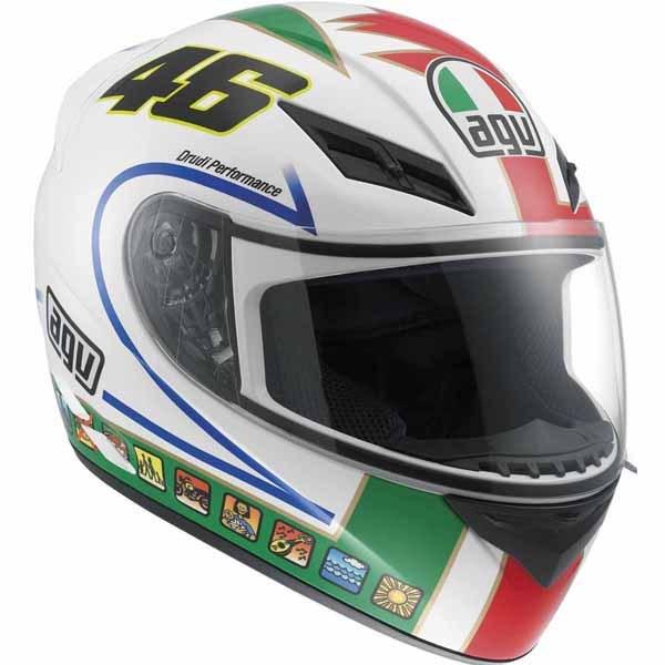 Agv k3 icon 46 valentino rossi motorcycle helmet white red green all sizes