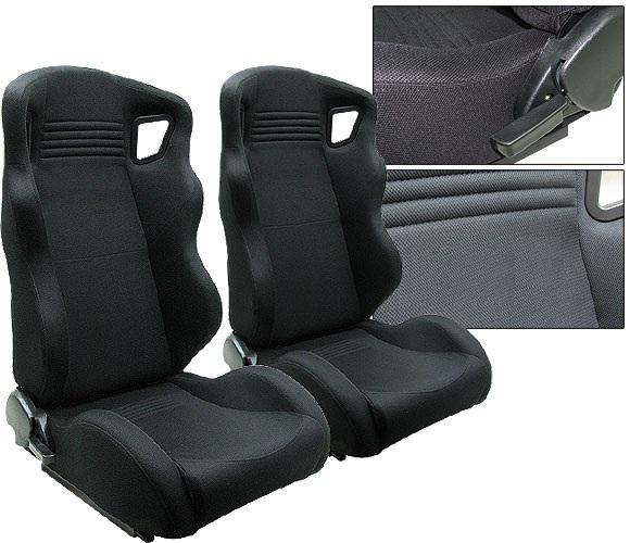 2 black cloth racing seats reclinable + sliders volkswagen new **