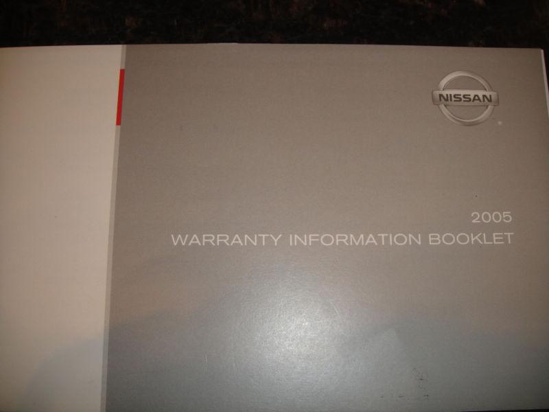 2005 " nissan sentra " owners warranty manual  with book cover