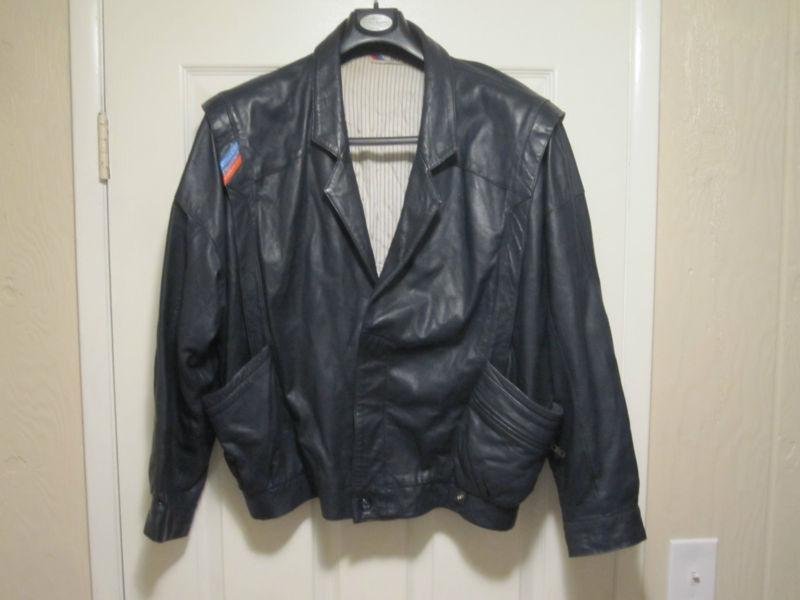 Vintage bmw leather jacket - us medium - navy blue - small hole on sleeve