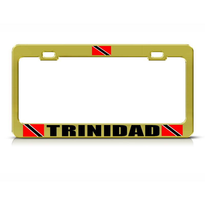 Trinidad flag heavy duty gold license plate framecountry pride tag holder