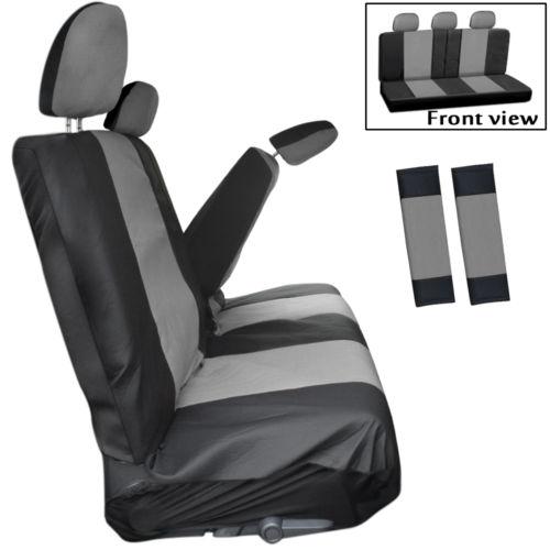 8pc gray low back rear bench van seat cover plus + head rests