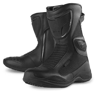 New icon reign waterproof leather/nylon women's boots, black, us-9.5