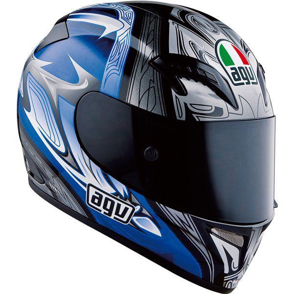 Agv t-2 black blue full face street helmet new xs x-small