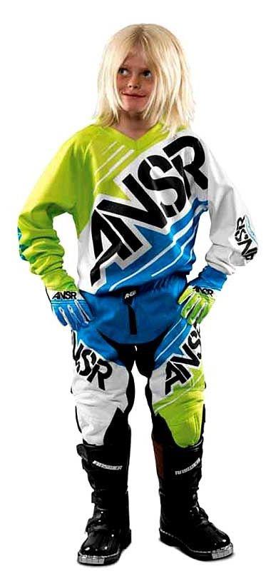 Answer syncron yth gear set jersey pant gloves blu/grn new motocross offroad atv