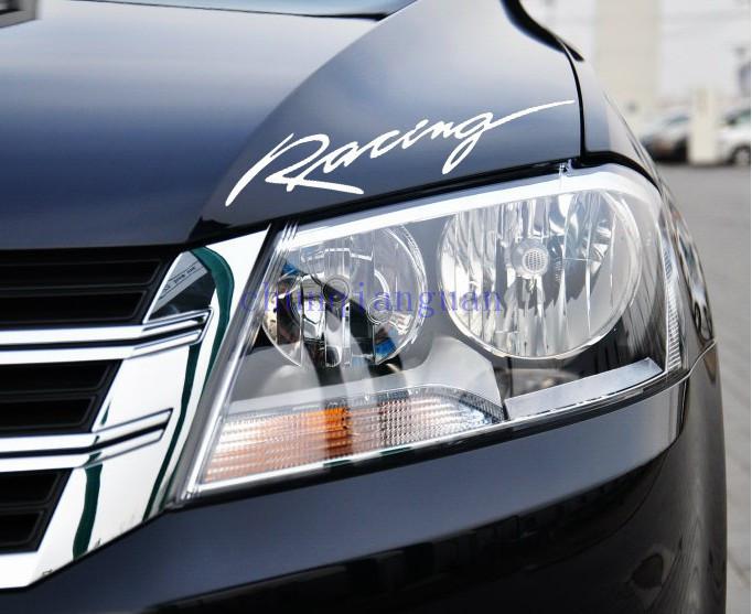 Vw racing sticker car light eyebrows paste car headlights sticker white us