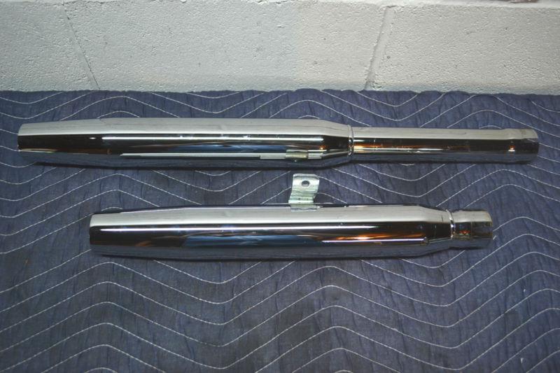 S0096 chrome mufflers low restriction harley softail duece fatboy 00-06