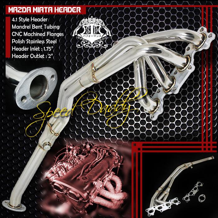 Stainless racing header manifold/exhaust 90-93 miata 1.6l b6ze(rs) mx-5 mx5 na