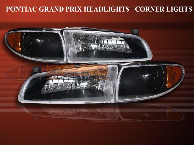 97-03 pontiac grand prix crystal black headlights + amber corner lamps