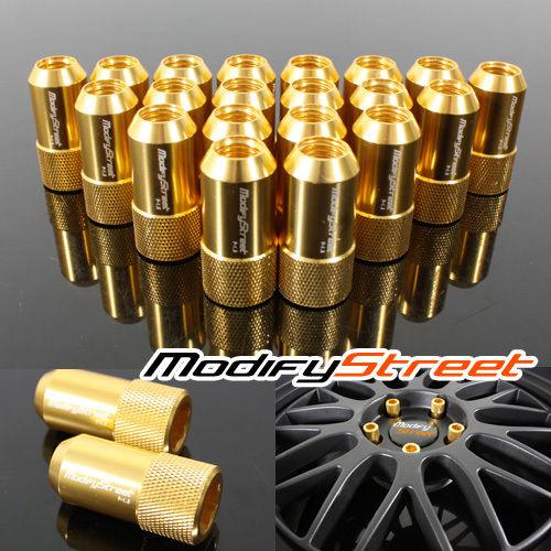 Wheel lug nuts m12 x 1.5 thread anodized gold aluminum rim jdm tuner open end