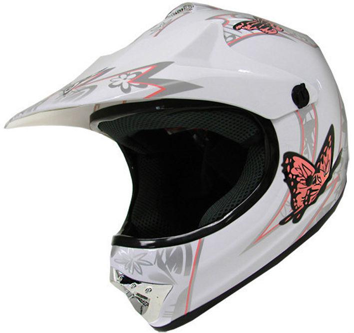 Youth motocross motorcross dirt bike mx off-road helmet pink white butterfly ~s