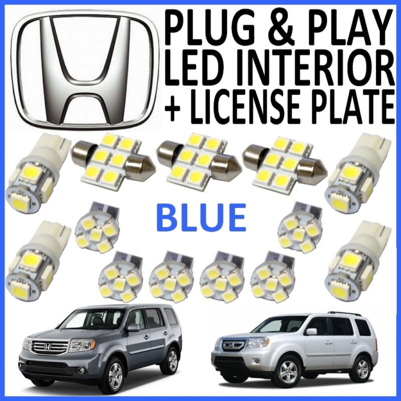 13 piece super blue led interior package kit + license plate tag lights hp1b