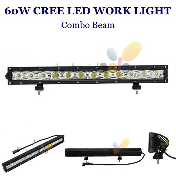 20" 60w cree led work light bar combo beam offroad lamp 4wd atv suv truck jeep