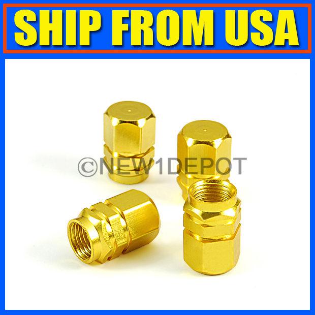 Us 4pcs golden color tire rim wheel valves caps light metal for toyota honda hot