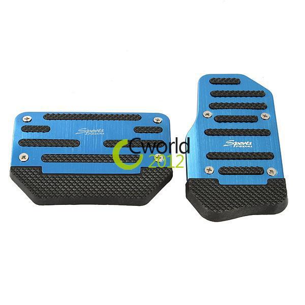 Brand new non slip sports automatic car alloy pedal covers set of 2pcs blue