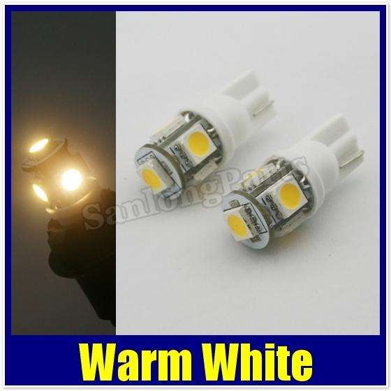 2x t10 warm white 168 194 w5w wedge 5 smd 5050 led light xenon 4500k