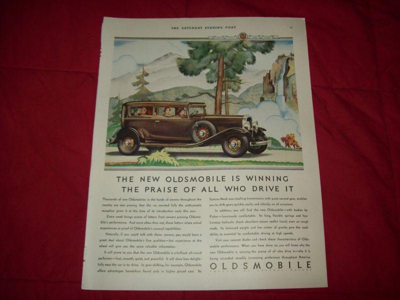 1931 oldsmobile car ad- brown two door sedan