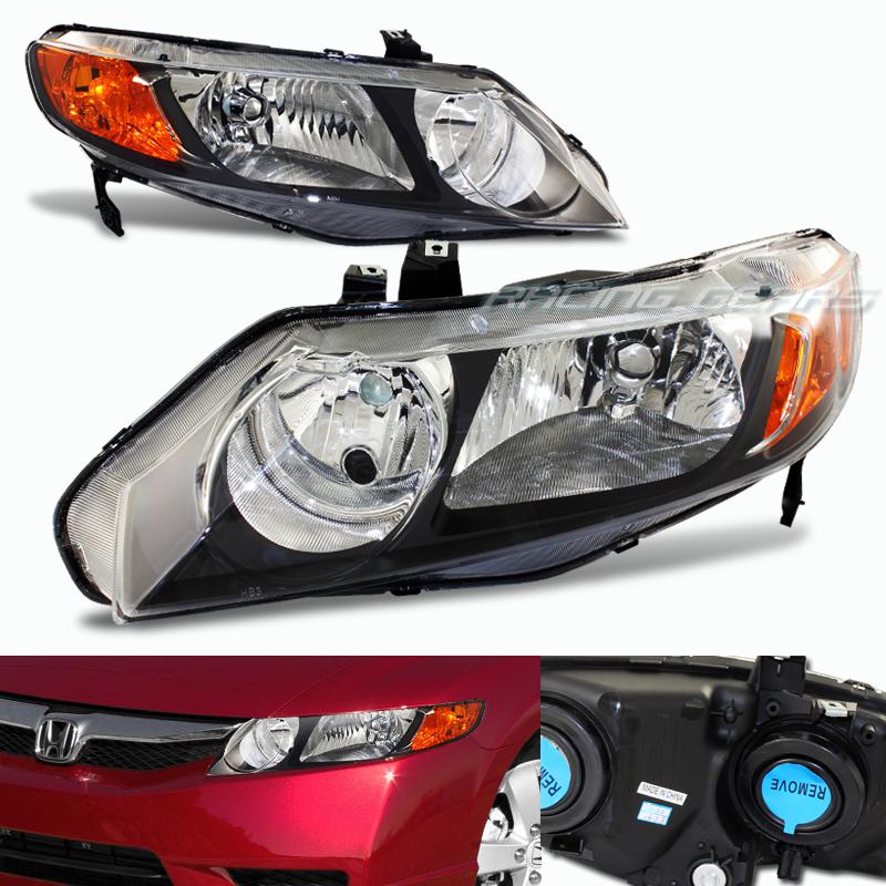 Purchase 06-09 Honda Civic JDM Black Housing Clear Lens Amber Reflector ...