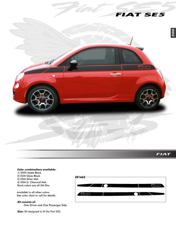 Se5 side stripe 3m vinyl graphics decals stripes emblems trim kit for fiat 500