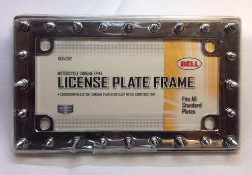 New!!!! chrome spiked motorcycle license plate frame fits all standard plates