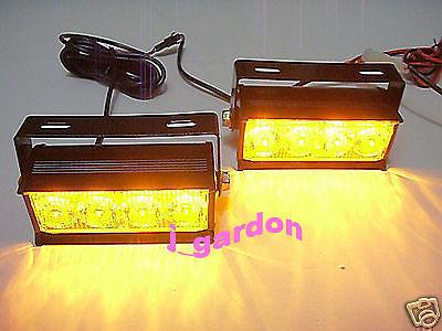 Dc12v new emergency super bright 2 x 4 led strobe amber light